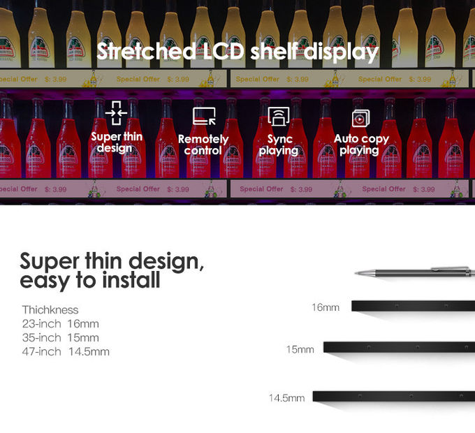 23 Inch Extra Wide LCD Monitor Signage Vertical Stretched LCD Monitor