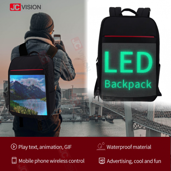 Shinning Computer Led Screen Customizable Travel Backpack 14" For Outdoor 0