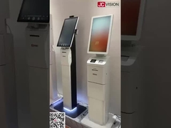 23.6 Inch Curved Self Service Touch Screen Kiosks Qr Code Scanner Printer