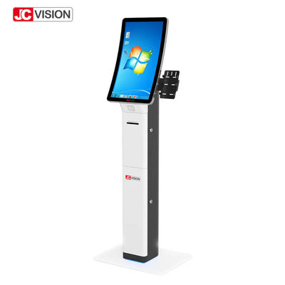 23.6 Inch Curved Self Service Touch Screen Kiosks Qr Code Scanner Printer