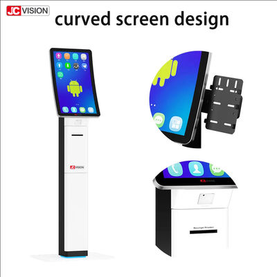 23.6 Inch Curved Self Service Touch Screen Kiosks Qr Code Scanner Printer