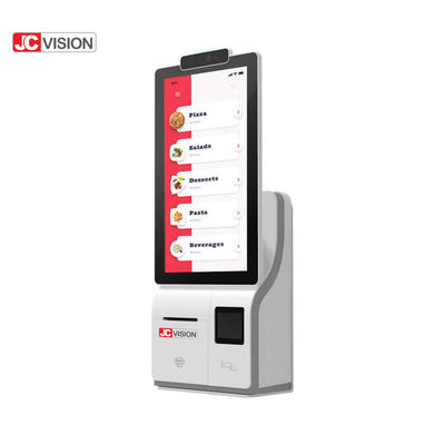JCVISION White 15.6 Inch Self Service Check Out Kiosk Android 11.0 Desktop POS Machine