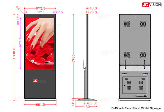 JCVISION 49 inch White Customization Floor Stand Digital Sigange with Optional Camera