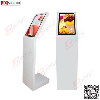 Jcvision 21.5 Inch Self Service Digital Interactive Information Kiosk L Type Vertical Screen Touch Screen Kiosk White