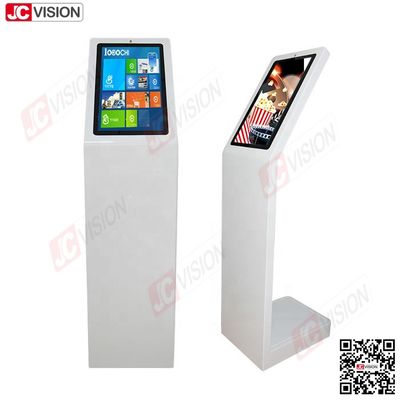 Jcvision 21.5 Inch Self Service Digital Interactive Information Kiosk L Type Vertical Screen Touch Screen Kiosk White
