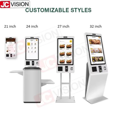 Customized 27 Inch Floor Standing Touch Screen Kiosk Interactive Payment Kiosk Self Service Kiosk with Printer QR Scan Terminal