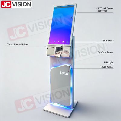 Customized 27 Inch Floor Standing Touch Screen Kiosk Interactive Payment Kiosk Self Service Kiosk with Printer QR Scan Terminal