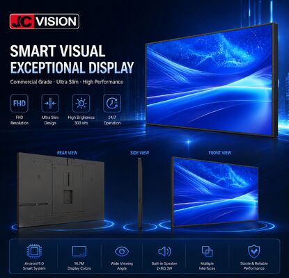 JCVision 32-Inch Indoor Digital Signage Display – E-LED Backlit, Wide Viewing Angle, Wall Mount Light Box for Retail & Hospitality (HD-352C)