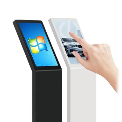 18.5 21.5 Inch Self Service Digital Interactive Information Kiosk L Type Vertical Screen Touch Screen Kiosk White