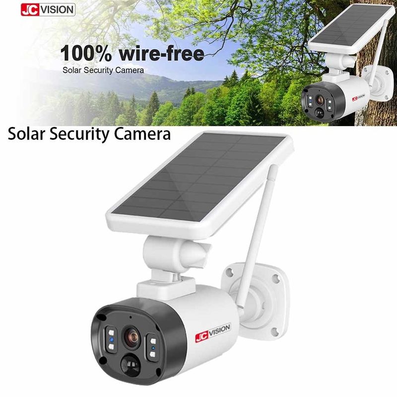 JCVISION Humanoid Detection Solar Security Camera Rechargeable Battery Remote View