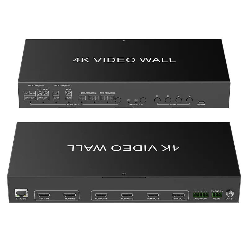 JCVISION 4K Video JCVISION  Wall HDMI2.0 Matrix 2 in 4 out with 2X2 Video wall output self-adaptive L/R audio output