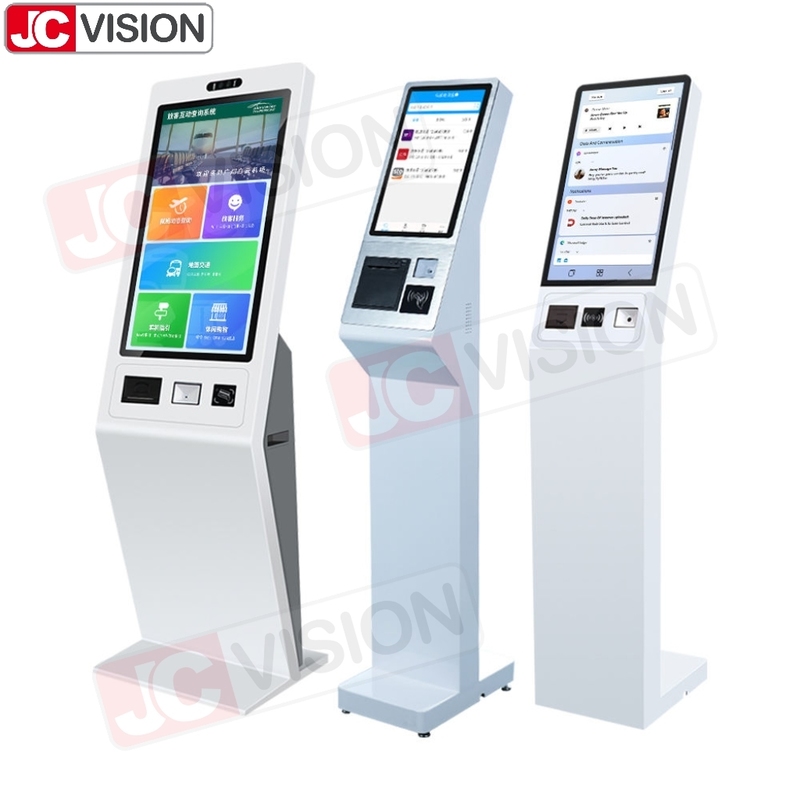 Customized 27 Inch Floor Standing Touch Screen Kiosk Interactive Payment Kiosk Self Service Kiosk with Printer QR Scan Terminal