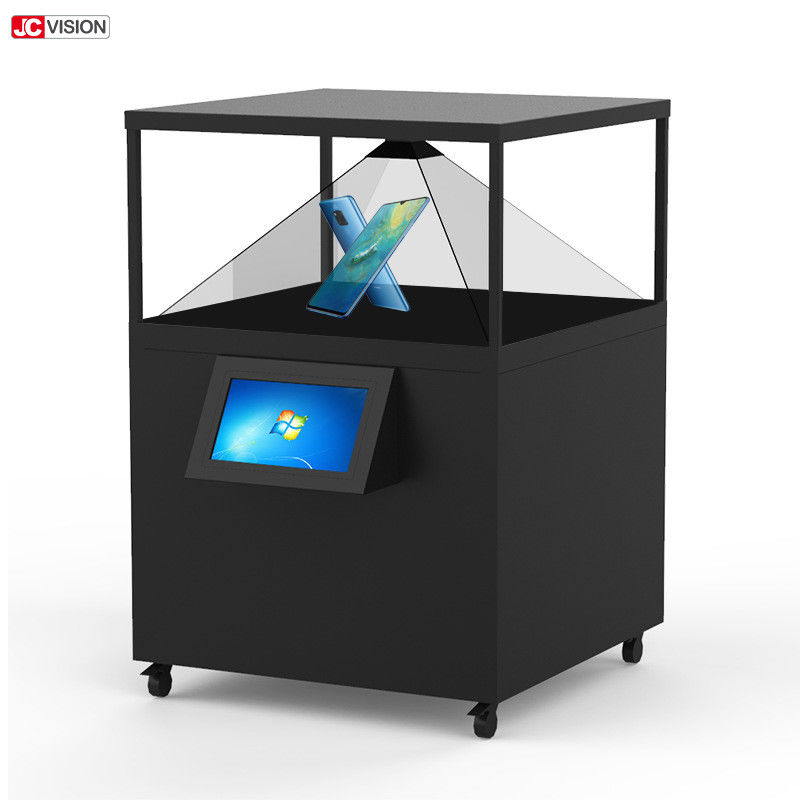 360 Degree Transparent LCD Screen Showcase 3D Holographic Display Pyramid 80x80CM