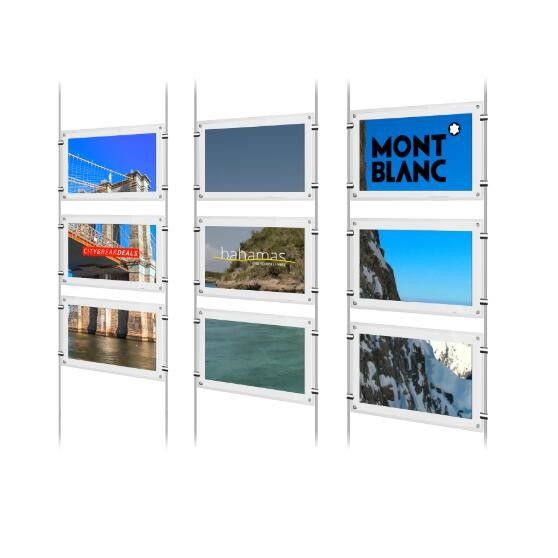 A4 Acrylic LCD Poster Display Jcvision Rod Hook LGP 8mm Thickness
