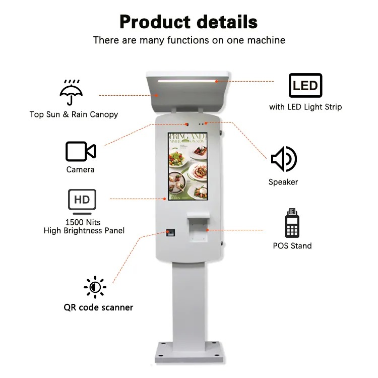 32 Inch Outdoor IP65 Self Service Checkout Kiosk With Aluminum Housing