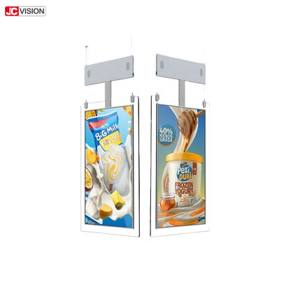 Dual Screen Floor Standing Transparent LCD Screen Digital Signage Kiosk