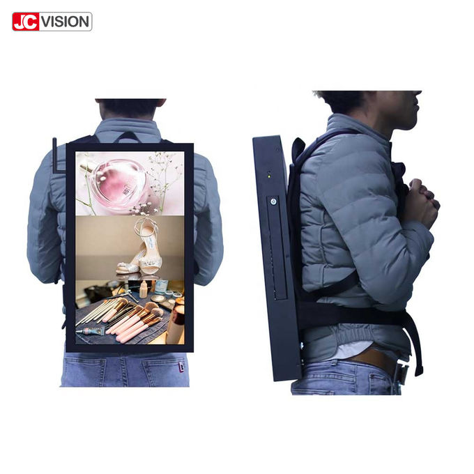 13000mA 22in Backpack Lcd Digital Billboard Vertical 250nits 0
